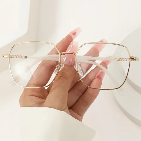Vintage Geometric Frame Eyeglasses, Anti-blue Light Eyeglasses for Women & Men, Fashion Eyeglasses for Work, Daily Clothing Decor, Perfect for Student Daily Use, Fashionable Frames Glasses, Trendy Vintage Eyeglasses, Fashion Eyewear, Stylish Eyewear