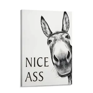 Rustic Style Bathroom Art Wall Decor with Vintage Humorous Slogans Donkey Pattern for Cozy Home Decoration