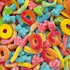 Gummy Candy Mix | 2-Pound Bag | Sweet & Sour Gummies for Candy Buffets, Dessert Decorating & Snacking | Peach Rings, Watermelon Slices, Worms, Bears | Gummies Bulk