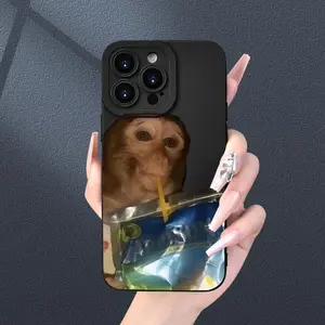 Fall Cute Monkey Design Phone Case, 1 Count Anti-fall Fully Edged Mobile Phone Case, Shockproof Phone Cases for iPhone XR 11 12 13 14 15 Pro Max Screen Protector Black