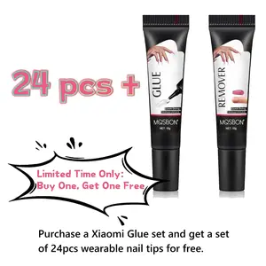 NailGlue  10g Fast-Dry Semi-Solid Nail Glue with 10ml Remover, Strong Adhesive for Press On & Acrylic Nails, No UV Needed, Salon & Home Use, Easy Application, Free Nail Tips, Buy 1 Get 1 Free