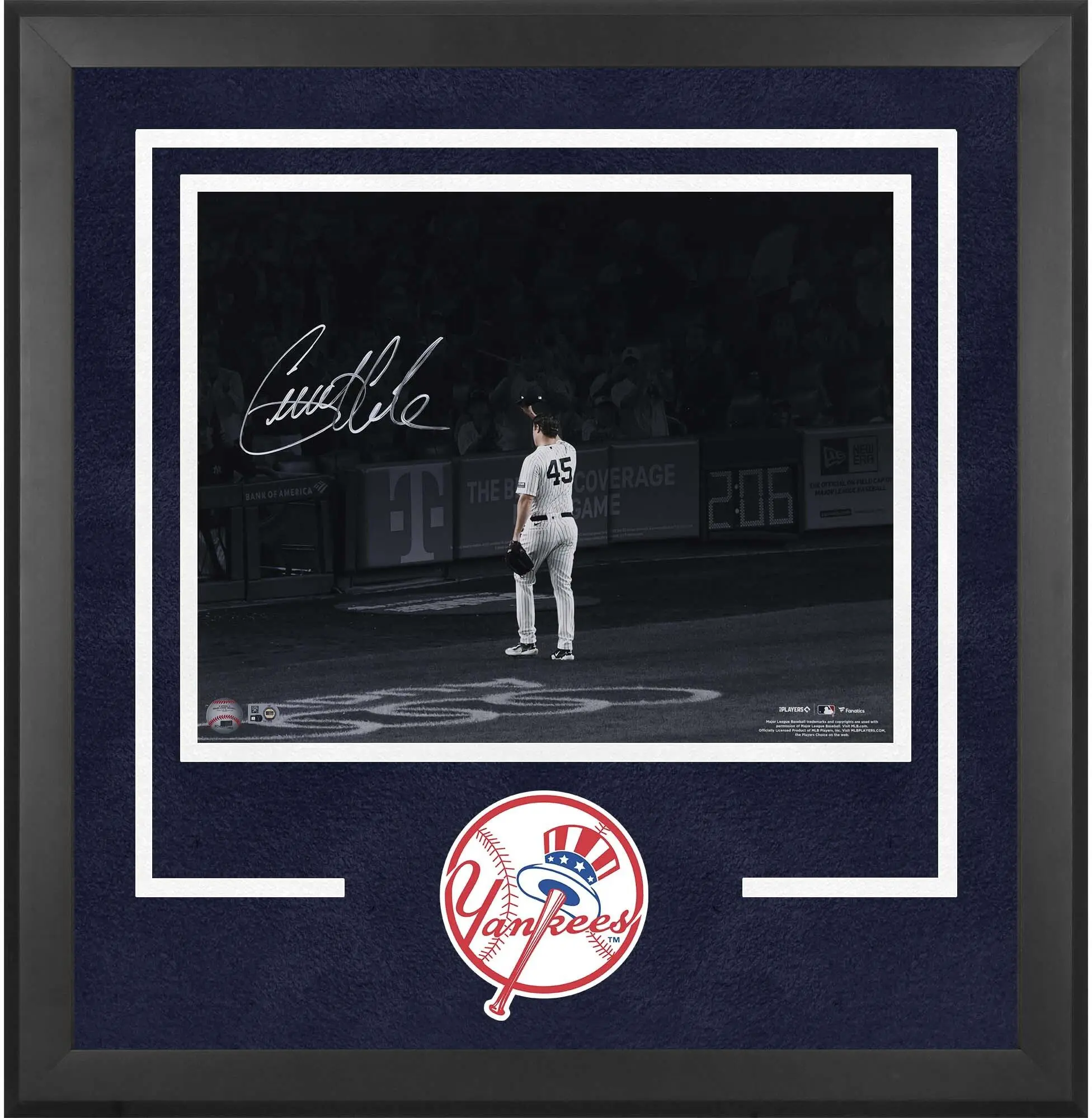 Gerrit Cole New York Yankees Deluxe Framed Autographed 16" x 20" Tip Cap Spotlight Photograph - Fanatics Authentic Certified