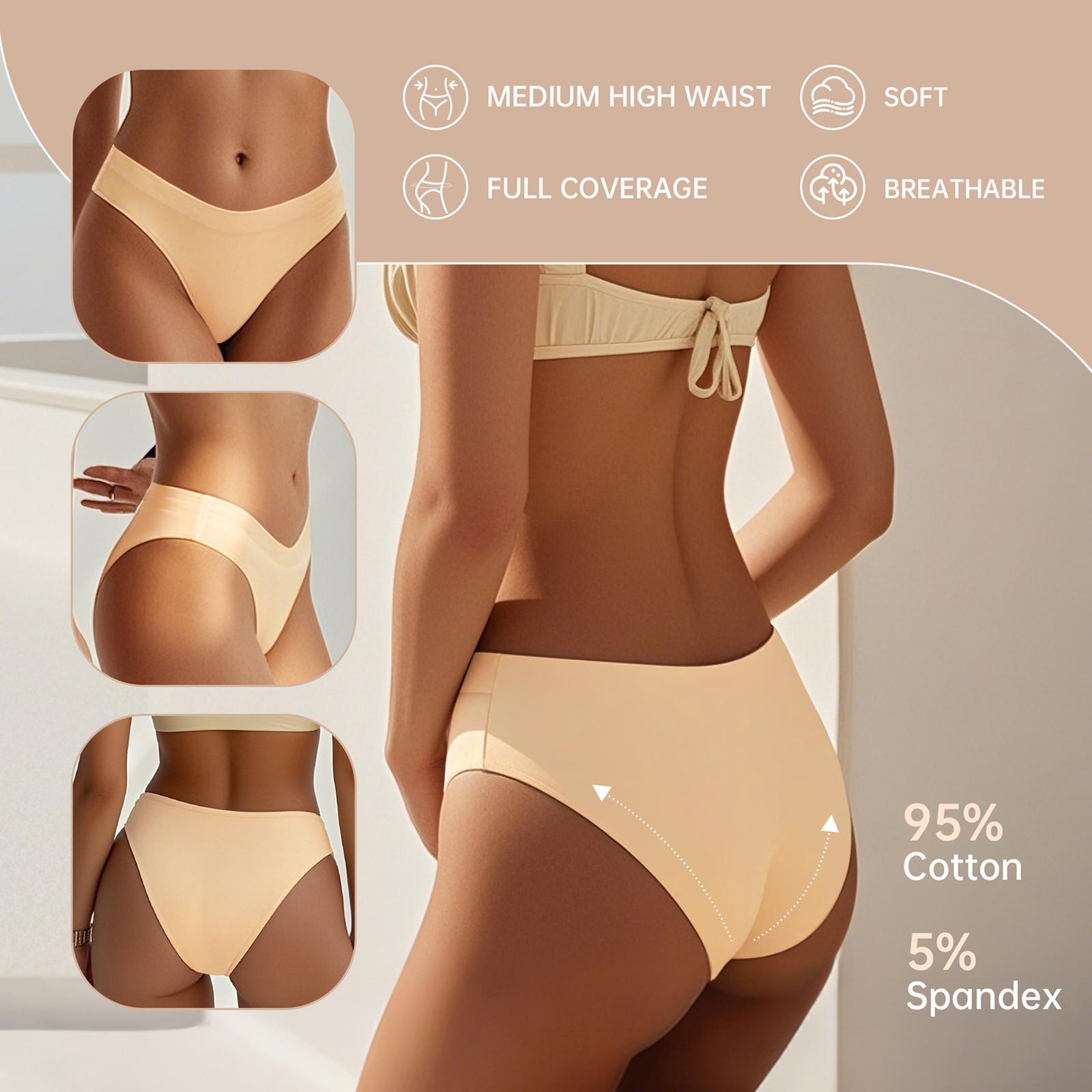 Women's Cotton Bikini Brief Underwear Multipacks (8pcs/4pcs) - High Waist Soft Breathable Panties, Seamless Comfort Briefs for Daily Wear, Solid Color Knickers for All Seasons Fit Fabric Modest