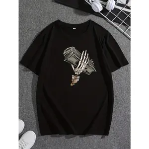 Skeleton Hand Money Tee | Y2K Streetwear Hip Hop Top