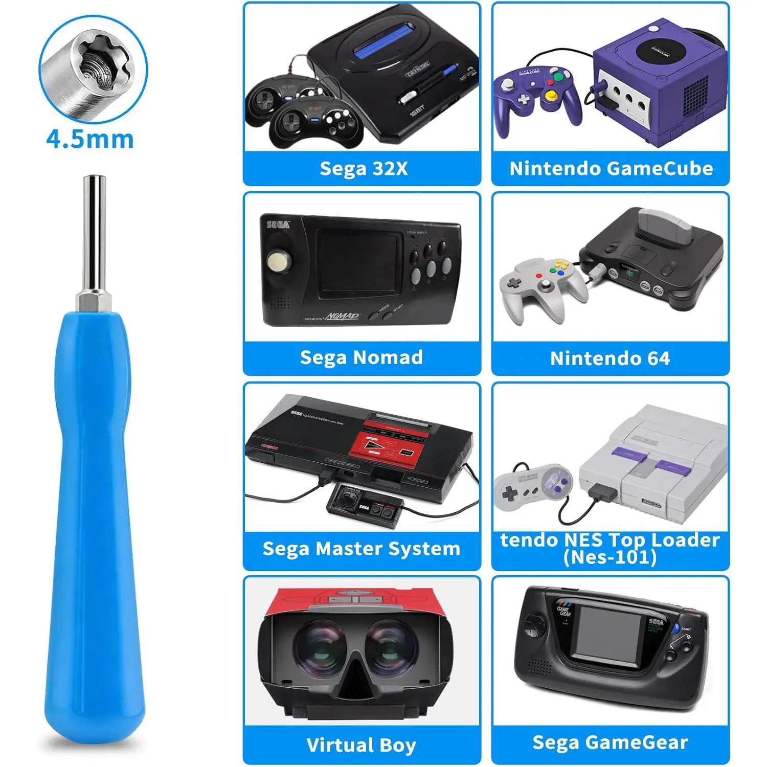 4.5mm & 3.8mm Gamebit Screwdriver Kit - Double-End Bits for NES