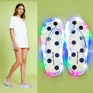 Women's LED Crystal Light Up Flip Flops – Heel Activated Auto Flashing Color Changing Glow in The Dark House Sandals. Perfect for Night Walk & Mirror Selfie. Dreamy Fairy Vibes, Funny Gift for Her.
