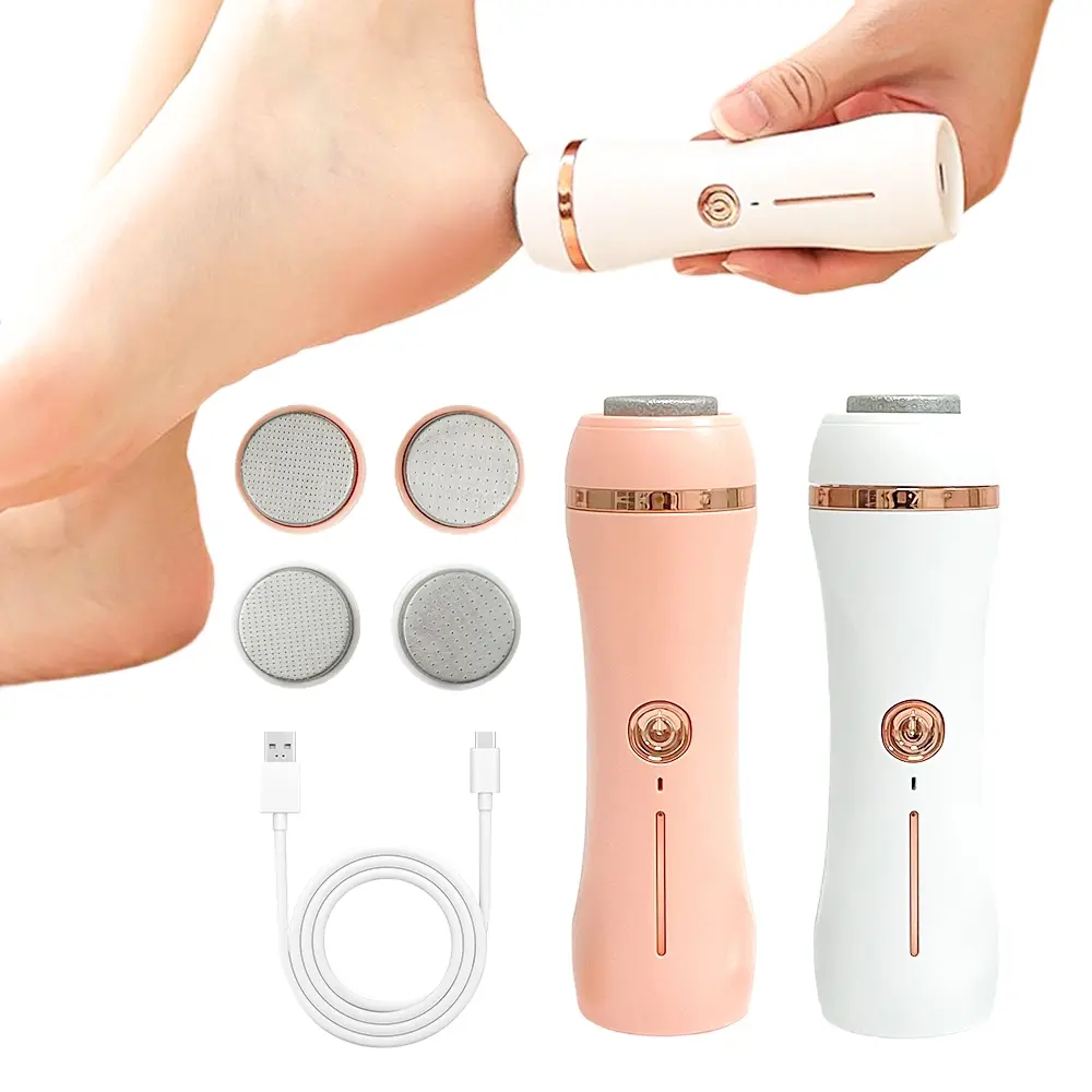 1pc Rechargeable Electric Foot Grinder Foot File Tool For Cracked Heels & Callus Removal - Thick Callus Polishing, 3 Replacement Grinding Heads, 2 Speed Settings, Portable and Easy To Use With USB Charging, Care For Feet & Hands