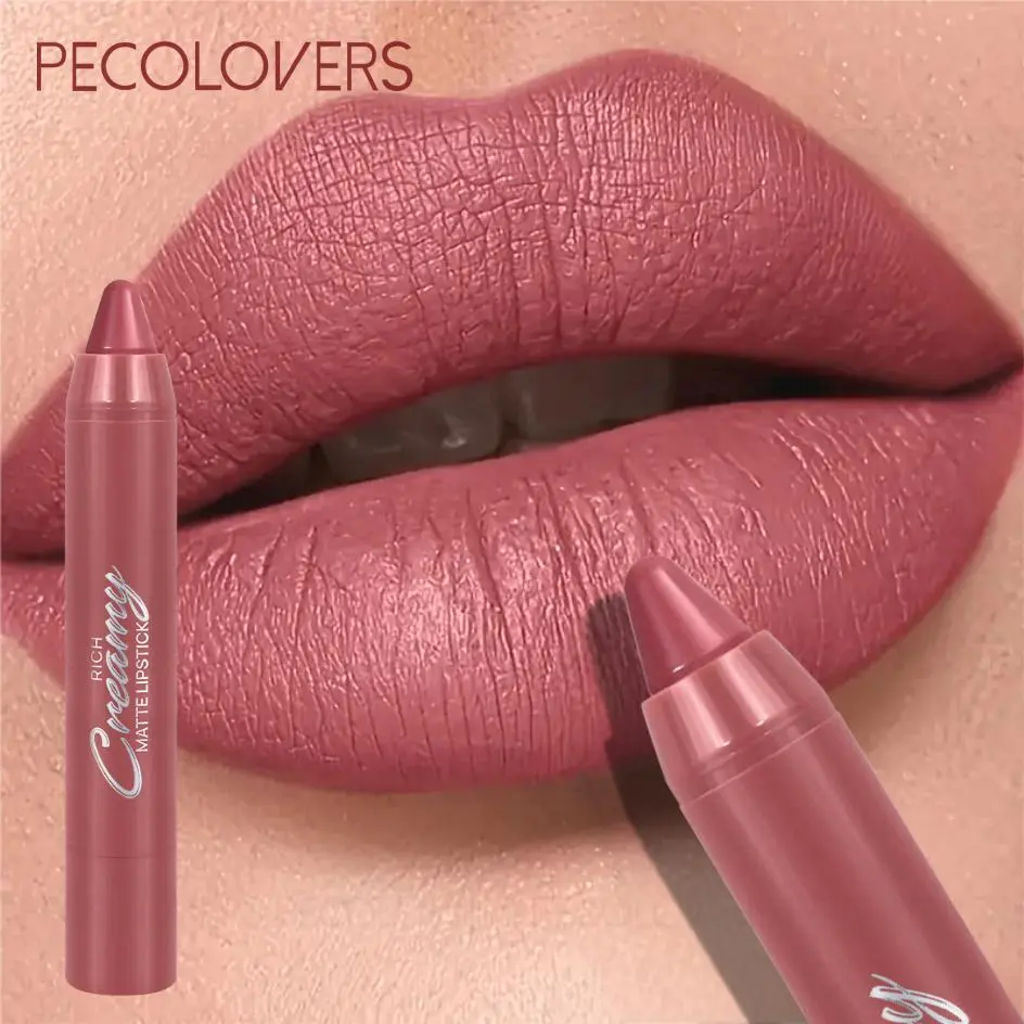 1PC 6 Colors Matte Lipstick Pen, Long-Lasting Waterproof Lipstick Crayon,Non Stick Cup, Multi-Color Lipstick Pen