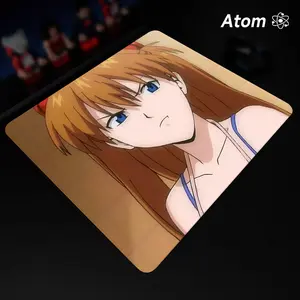 ATOM Mouse Pad  Anime Character Tempered Glass Mouse Pad, Laser Engraved Photovoltaic Glass, Super Slip Surface, Non-slip Honeycomb Base FPS Gaming Mouse Pad