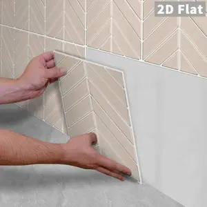 10PCS/Box GST Beige Minimal Herringbone PE Foam Tile Stickers, Waterproof Shockproof Peel & Stick Tiles for Kitchen Bathroom Bedroom School Office Any Smooth Surface Home Decor