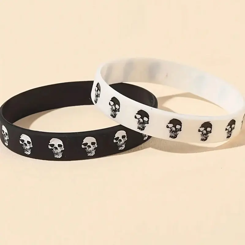 Creative Skull Pattern Fashion Bracelets, Unisex Sports Couple Bangles, Hip Hop Rock Style Gothic Jewelry for Men & Women, Trendy Jewellery Accessories, Fashionable Bracelet Style