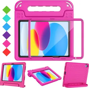 Kids Case for iPad A16 11th Generation 11" 2025/iPad10th Generation 10.9 Inch 2022 - with Screen Protector, Shockproof Covertible Handle Stand iPad 11th 10th Generation Case for Kids, Rose