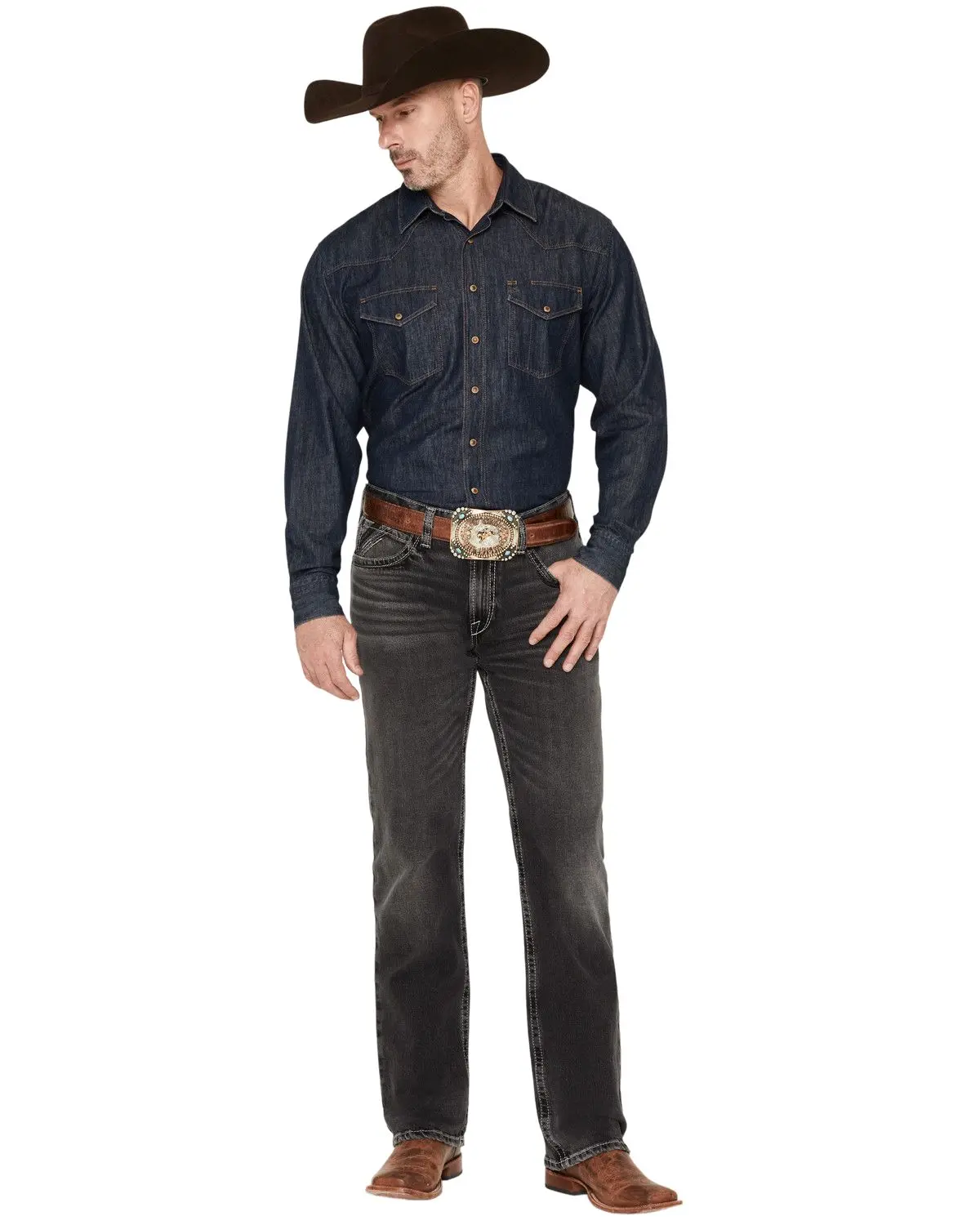 Ariat Men's Men'S M4 Ramiro Steven Washed Relaxed Bootcut Stretch Denim - 10079035
