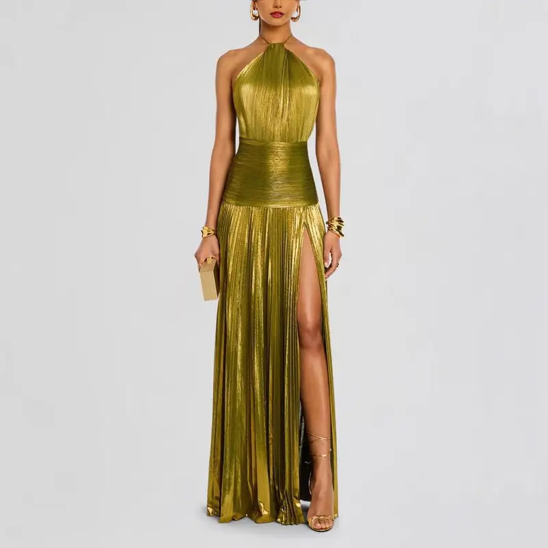 elegant luxury fancy dress Elegant Plissé Ruffle Sleeve Dress – HEYFANCYSTYLE main image 0