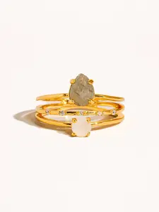 Golden Multi Stone Statement Ring - A53
