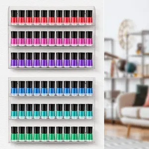 Clear Acrylic 6-Tier Nail Polish Wall Rack Organizer, Holds up to 90 Bottles - Mount Decor