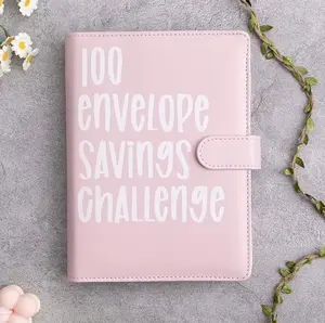 100 Envelopes Saving Challenge Binder - A5 Money Organizer with Zipper Closure, Cash Envelope System for Budgeting & Financial Planning, Save $5050 Easily!, Budget Organizer | Practical Design | Versatile Storage, Money Saving Challenge Book