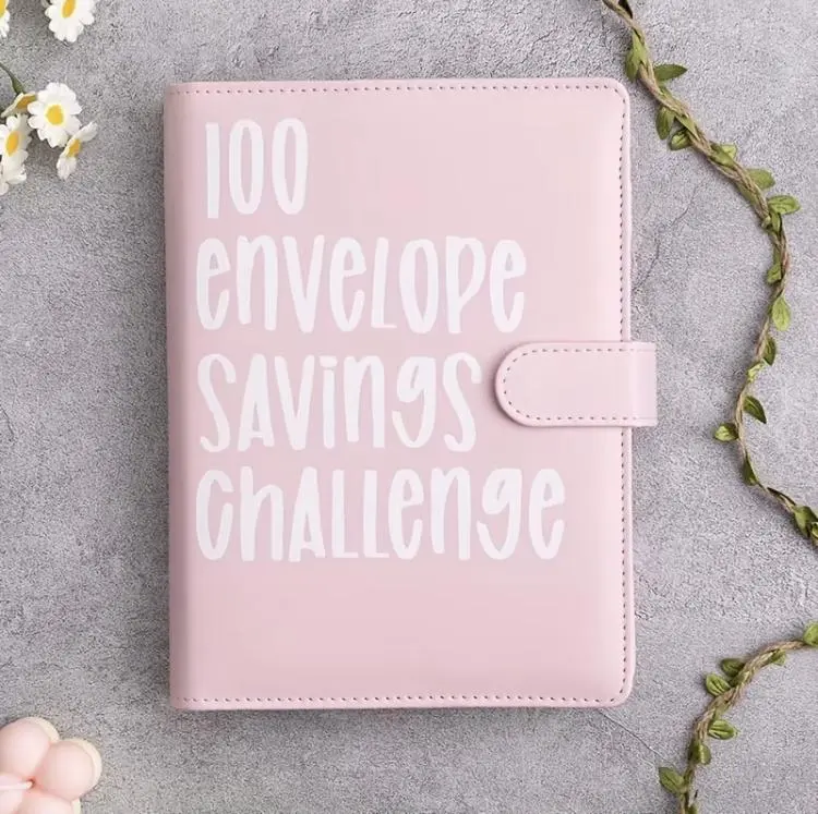 100 Envelopes Saving Challenge Binder - A5 Money Organizer with Zipper Closure, Cash Envelope System for Budgeting & Financial Planning, Save $5050 Easily!, Budget Organizer | Practical Design | Versatile Storage, Money Saving Challenge Book
