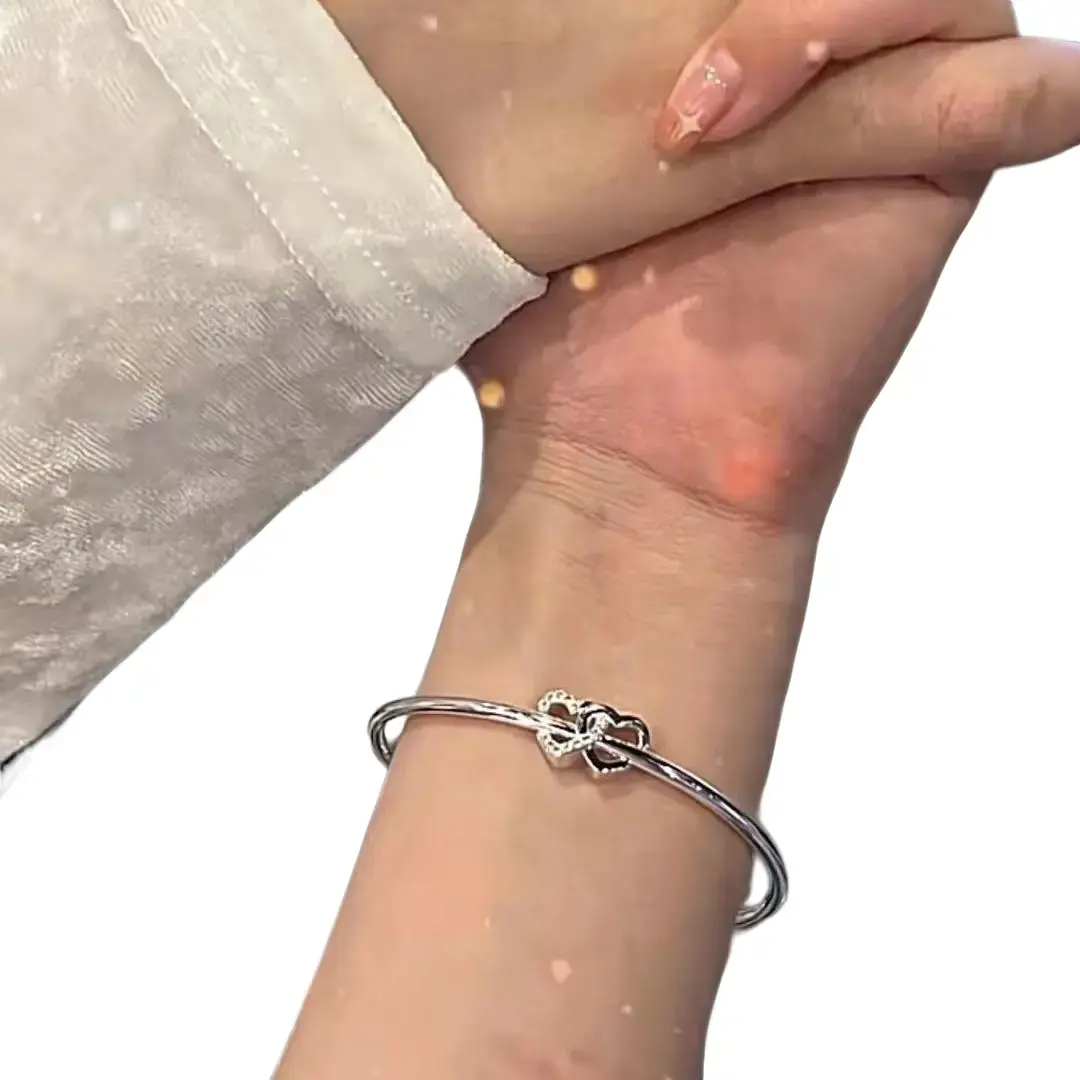 Heart-to-Heart Love Bracelet with Push-Pull Design