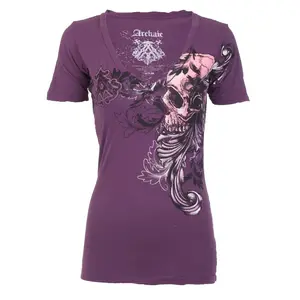 ARCHAIC Women's Short Sleeve Pullover V-neck Graphic T-Shirt, Casual Women's Top for Daily Wear