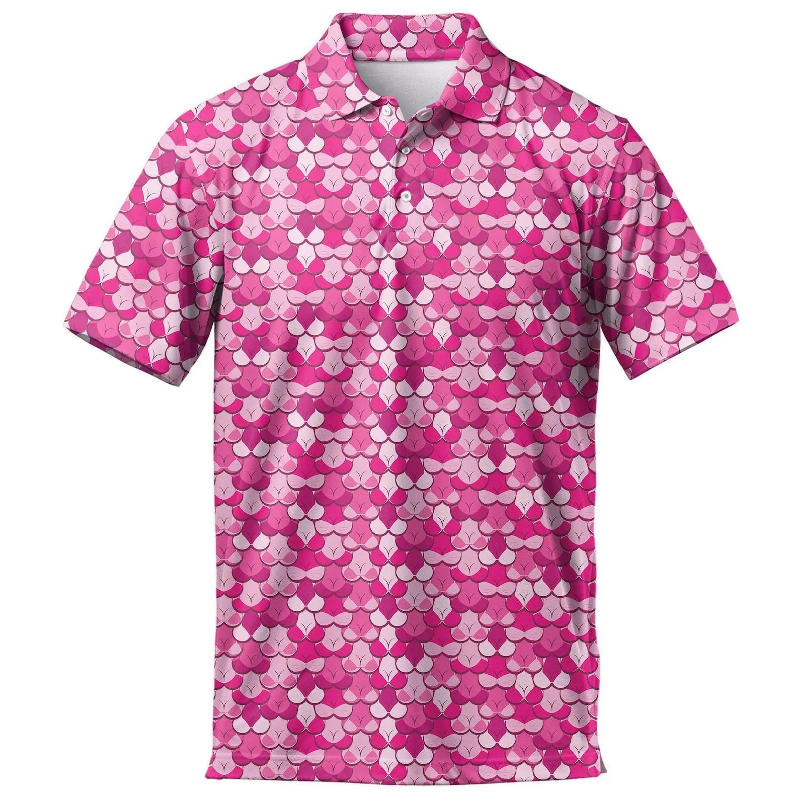 Funny Print Golf Polo Shirt - Men's Short Sleeve, Crazy Design