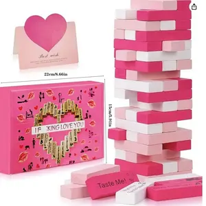 48 Piece Block Tower Jenga Game, Colorful Couple Dating Blocks, Romantic Date Night Challenge, Perfect Valentine's Day Gift