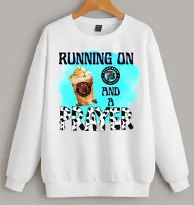 Running On 7Brew And A Prayer Sweatshirt - Shirt, Love 7 Brew Coffee Shirt, Gift for Coffee Enthusiast, Full Sizes, Full Colors