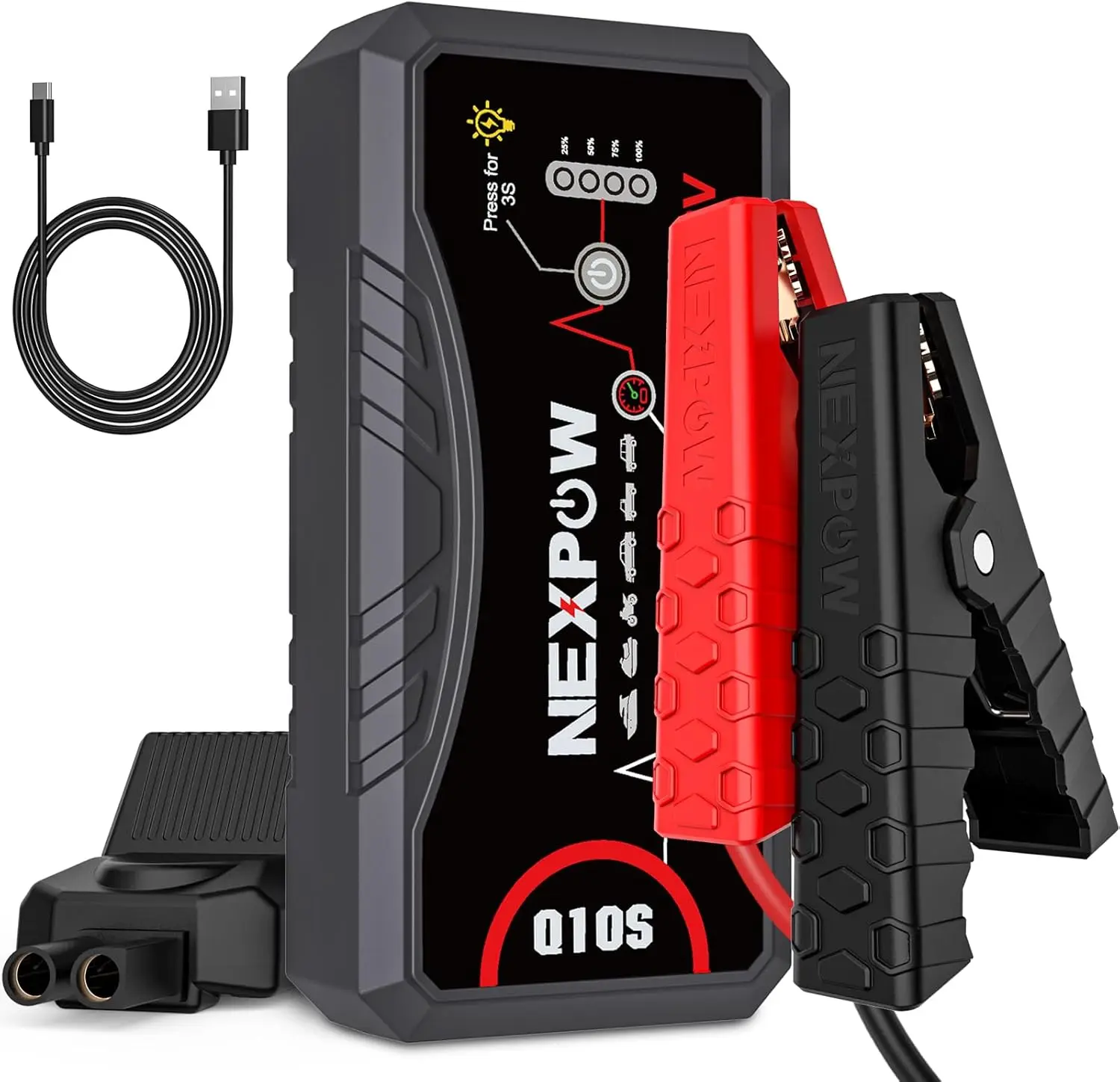 NEXPOW Car Jump Starter 2026 Upgraded Car Battery Jump Starter Pack 3000A Peak for up to 9.0L Gas and 7.0L Diesel Engine 12V Auto Battery Starter Jumper Cables Portable Lithium Jump Box with USB QC3.0