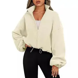 Womens Fleece Jackets Zip Up Oversized Sweatshirts Winter Clothes Long Sleeve Crop Sherpa Fall Outfits Fashion