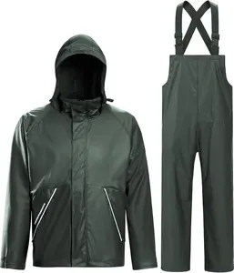 Rain Suits for Fishing Waterproof Rain Gear for Men Duty Rain Coat Jacket with Pants/Overalls