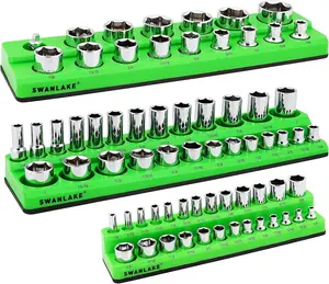 Magnetic Socket Organizer Set, 3-Piece SAE Socket Holder Set Includes 1/4", 3/8", 1/2" Socket Trays
