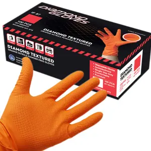 Diamond Heavy Duty 8mil Orange Nitrile Disposable Gloves - Latex-Free & Powder-Free Cleaning Food Gloves Hand Household Kitchen 100-ct Comfortable Smooth