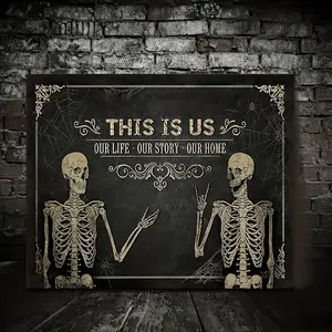 1 Piece Wooden Frame Canvas Art Gothic Skull Poster, Modern Art Design, Skeleton Design, Gothic Skull Head Picture for Home/Office Decor Canvas Wall Art with Frame Ready to Hang Gift for Her or Him