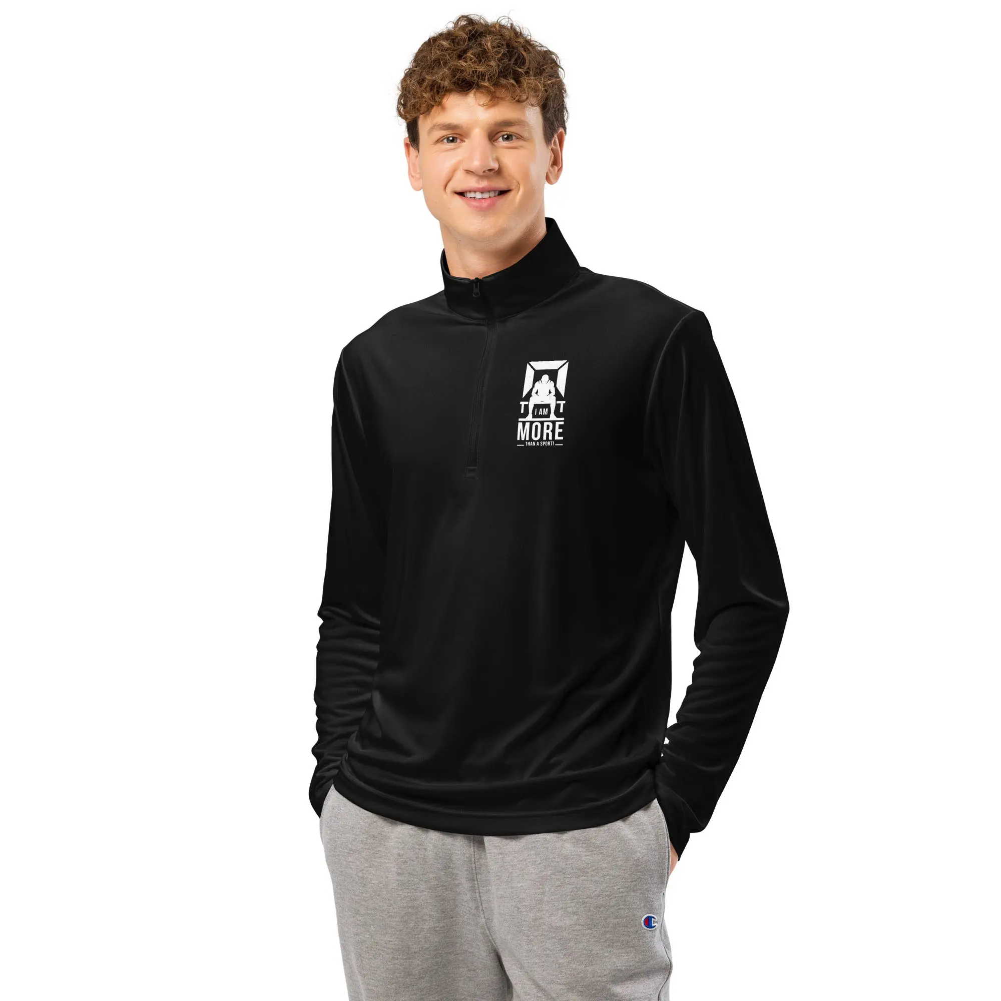 I AM MORE THAN A SPORT! Black Quarter-Zip Pullover