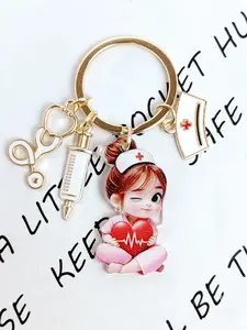 Nurse and Heart Keychain, Nurse Hat, Syringe, Stethoscope, Car Keychain, Bag Clip, Decorative Gift, Perfect Present