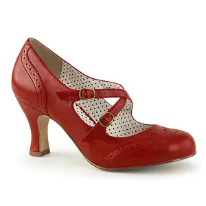 Women's Pin Up Couture FLAPPER-35 Vintage Red Mary Jane High Heel Footwear, Retro Classic Elegant Women's Shoes