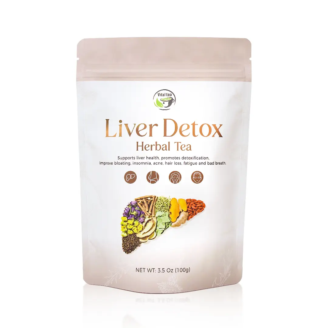 Liver Support with Milk Thistle Goji Berry Chrysanthemum - Cleanse Liver and Eyes | Bloating Relief | Organic, Natural Herbal Tea Loose Leaf (100g) Beverage | iTREE · Vital-Tea