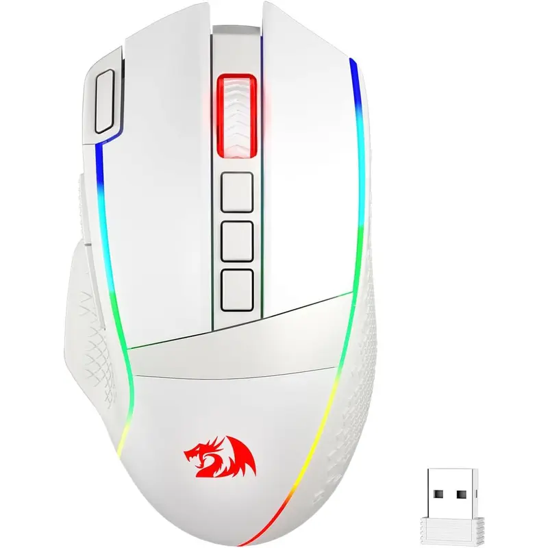 Redragon M991 Wireless Gaming Mouse - 26000 DPI, 3-Mode, 1000Hz Polling Rate, 240 Hours Battery Life, Customizable Display Keys, Adjustable, 9 Macro Buttons, Rapidfire Key, Optimized Consumption, Light-Up RGB Backlit, for PC/Mac Work