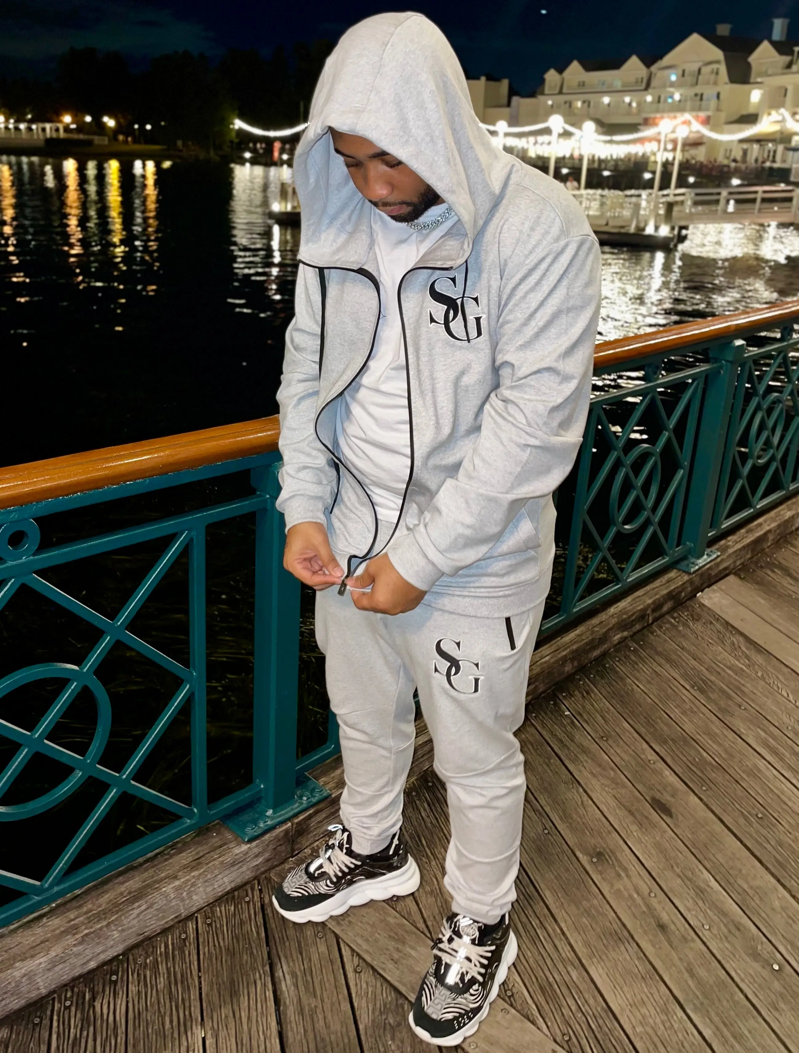 SG Tech Unisex Men's Autumn Tracksuit with Embroidered Logo - Premium Fit, Zippered Hoodie, Multiple Pockets, 55% Cotton 40% Polyester 5% Spandex