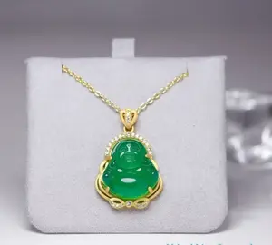 Rhinestone Buddha Pendant Necklace - Elegant Design with Unique Beads and Simple Chain