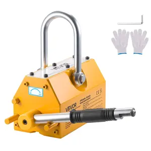 【DealsForYouDays】VEVOR Permanent Magnetic Lifter, 2200 lbs Pulling Capacity, Heavy Duty High-Grade N42 Neodymium Magnet with Chrome Release Handle, Rubber Wrapping & Steel Hook, Flexible Switch for Shop Crane, Hoist & Plate Steel Lifting