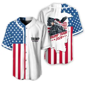 Trump Train 2024 Baseball Jersey For Women, USA Summer Jersey For Men And Women, Hot Baseball Beer Jersey, Button Down Shirt, Party Beer Outfit, Summer Clothing