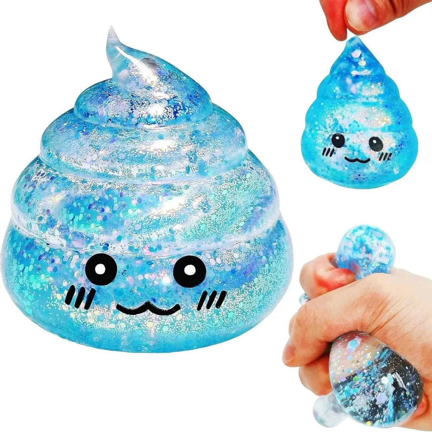 Funny Creative Malt Sugar Poop Shape Stress Relief Toy, Soft Sensory Fidget Toy for Kids and Adults, Perfect Gift for Holidays, Glitter Squishy Squishy Balls, Tpr Stress Reliever