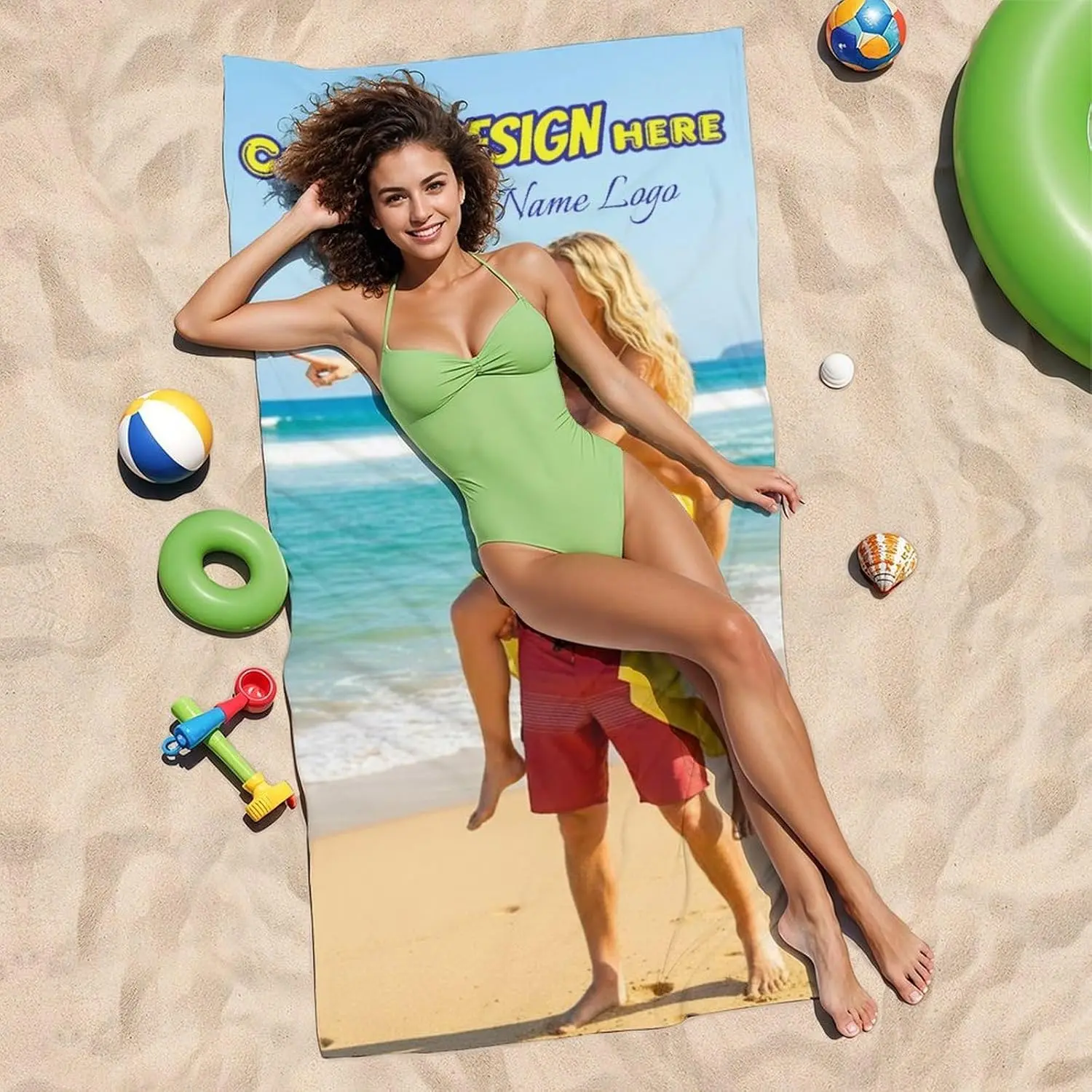 Clearance - Personalized Fluffy Cozy Microfiber Beach Towel with Custom Photo and Text, Sand-Free Soft Bath Towel for Beach, Pool, Gym
