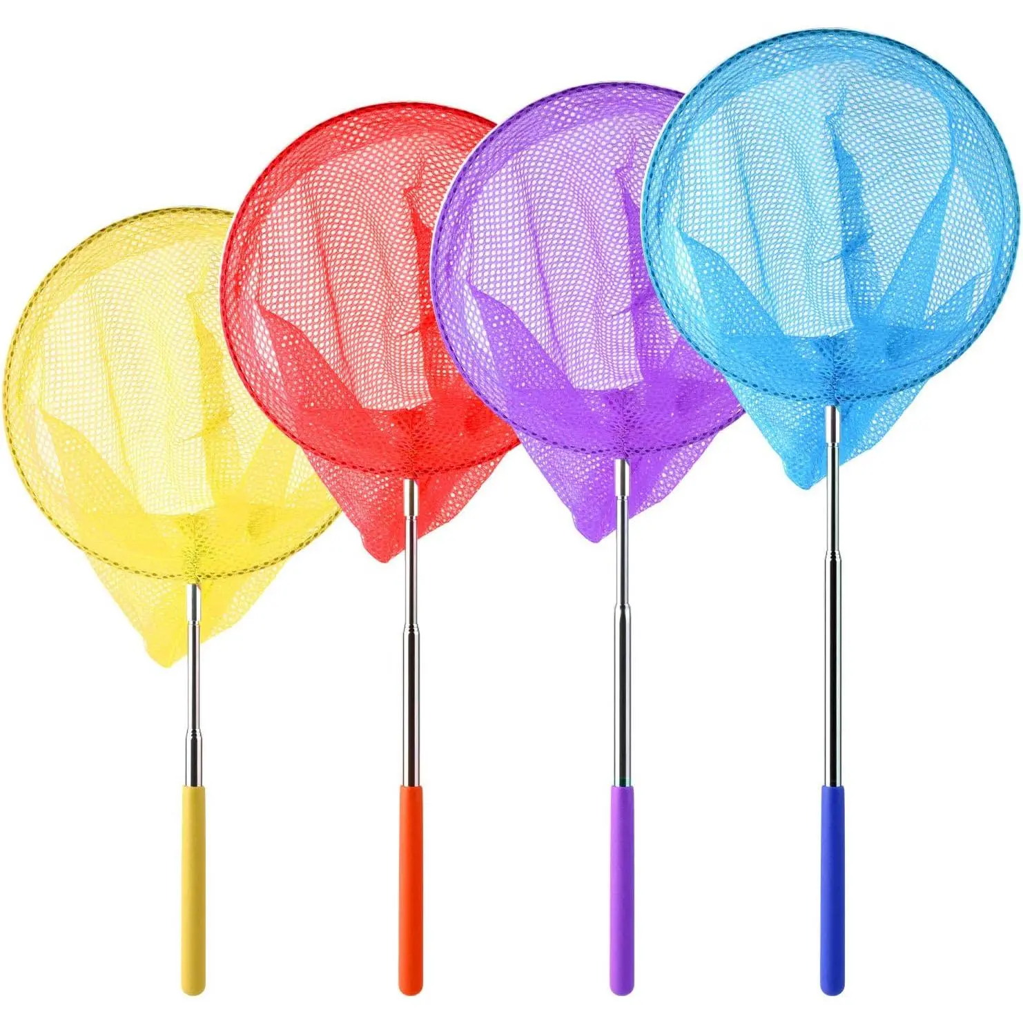 4 Pack Telescopic Butterfly Fishing Nets for Kids, Catching Insect Net, Extendable 33 Inch, Colorful Outdoor Tools for Catching Bugs Fish Insect Ladybird (Multicolor)