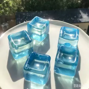 [youyou] Clear Transparent Ice Cube Squishy Kawaii Cute Face Squeeze Fidge Stress Relief Soft Mochi Squishies for Kids Gift