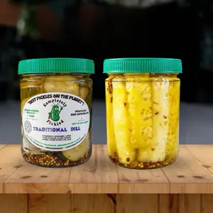 Completely Pickled Gourmet Food Bundle – Traditional Dill Pickles & Pickled Pineapple Snack Jars