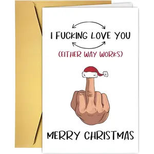 Funny Christmas Card for Him Her - Humorous Card for Couples - Premium Quality