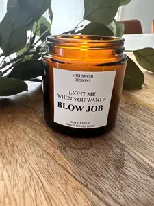 Light Me When You Want A BJ, Soy Candle in Amber Glass with Black Lid, Valentine’s Day Gift , Husband/Boyfriend/Partner Gift, Funny Quotes, Christmas Gift, Boyfriend Gift, Gift for Husband