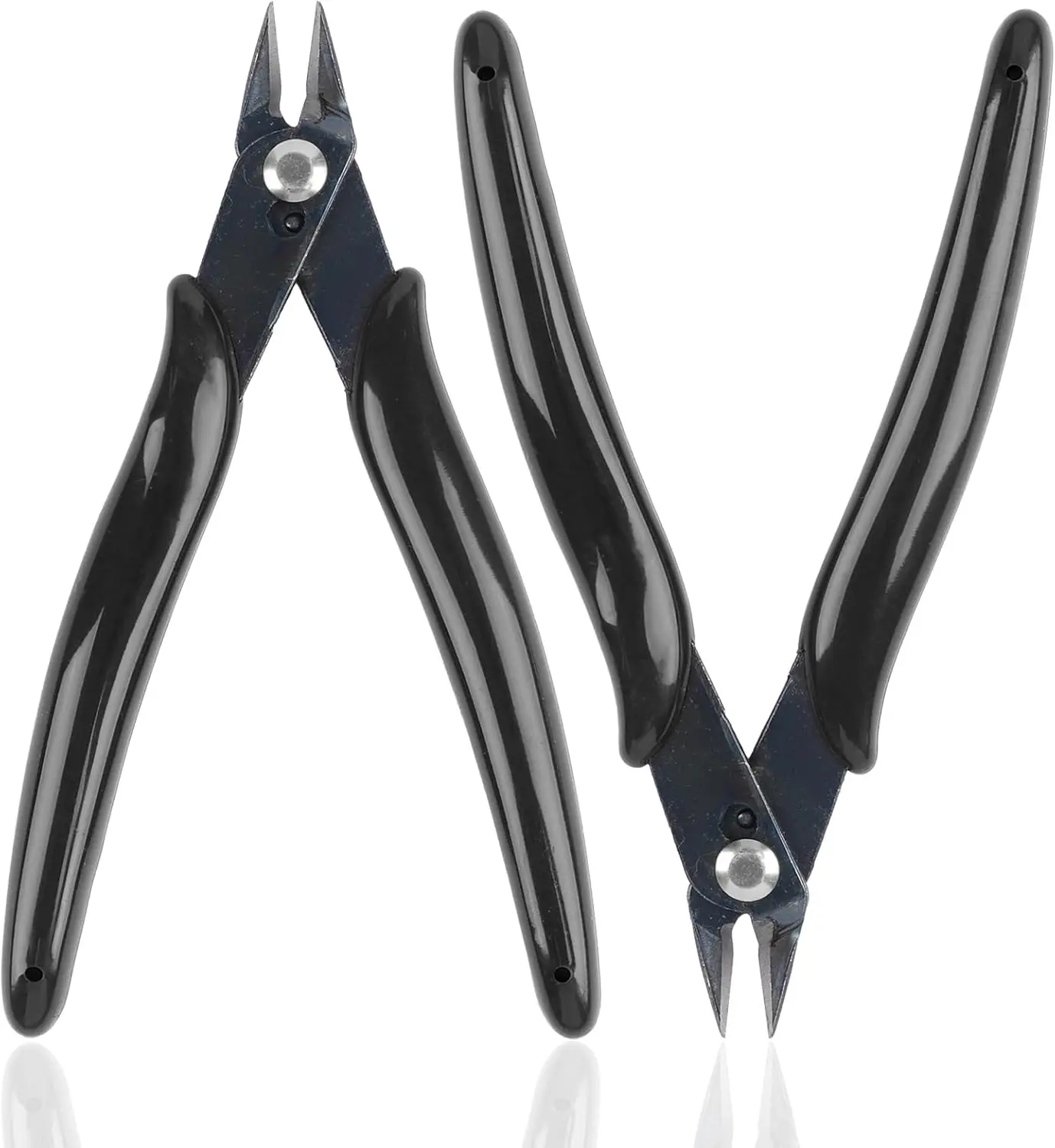 2 Pack  Wire Cutters, 5 Inches Flush Cutters Pliers, Diagonal Side Cutters Nippers, Zip Tie Sprue  for Electronics, Plastic Models,  (Black)